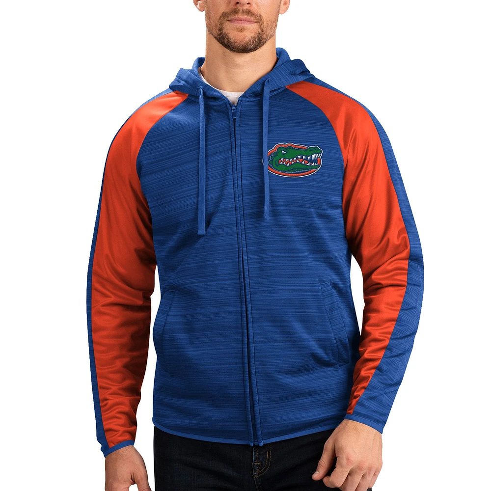 Sweat à capuche pour homme G-III Sports by Carl Banks Royal Florida Gators Neutral Zone Raglan Full-Zip Track Jacket