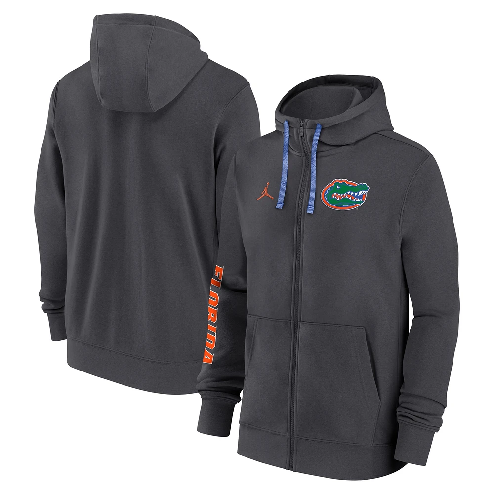 Sweat à capuche entièrement zippé Jordan Brand pour hommes, anthracite, Florida Gators 2024 Sideline