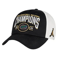 Casquette ajustable Jordan Brand noire Florida Gators 2025 NCAA pour homme, champions nationaux de basketball masculin, vestiaire