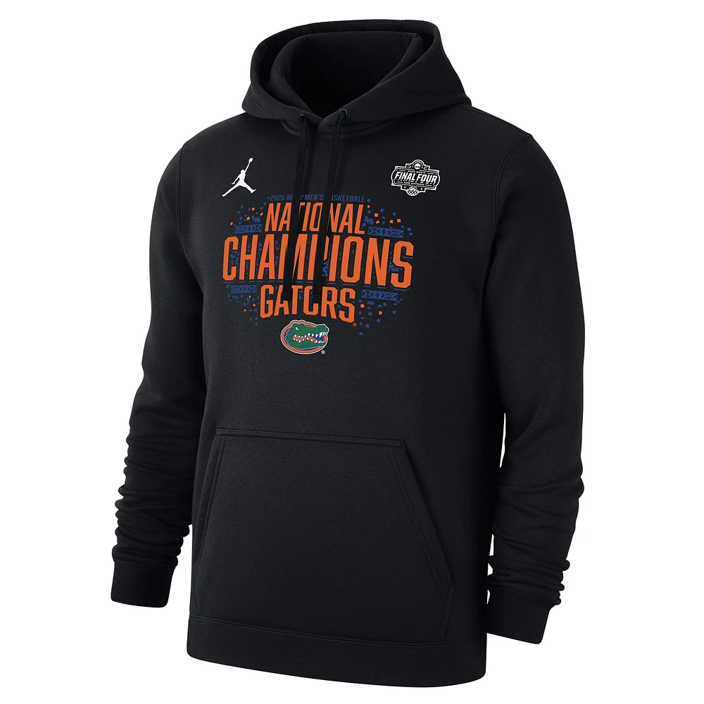 Sweat à capuche Jordan Brand noir pour homme, Florida Gators 2025 NCAA, champions nationaux de basketball masculin, vestiaire
