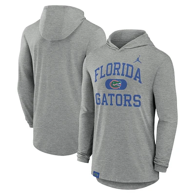 T-shirt à capuche manches longues Jordan Brand pour hommes, gris chiné, Florida Gators Blitz