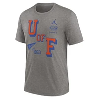 Men's Jordan Brand Heather Gray Florida Gators Blitz Roll Call Tri-Blend T-Shirt