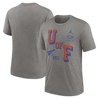 Men's Jordan Brand Heather Gray Florida Gators Blitz Roll Call Tri-Blend T-Shirt