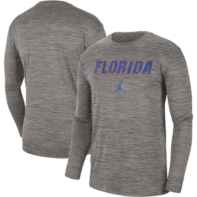 Men's Jordan Brand Heather Gray Florida Gators Team Velocity Performance Long Sleeve T-Shirt