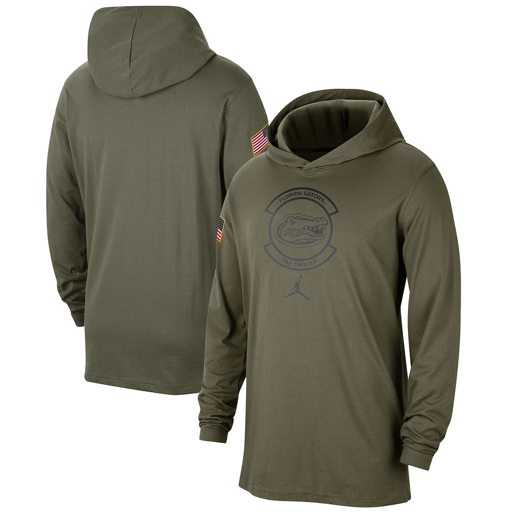 Men's Jordan Brand  Olive Florida Gators Military Pack Long Sleeve Hoodie T-Shirt