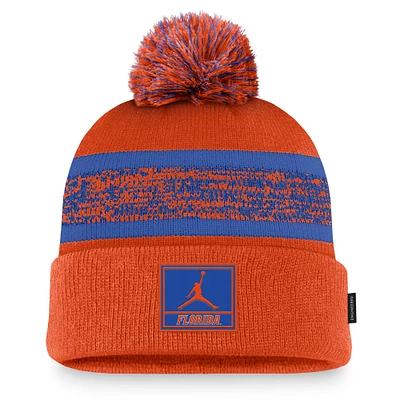 Bonnet en tricot à revers avec pompon Jordan Brand Orange Florida Gators On-Field Peak pour homme