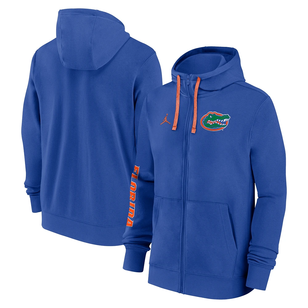 Sweat à capuche entièrement zippé Jordan Brand Royal Florida Gators 2024 Sideline pour homme