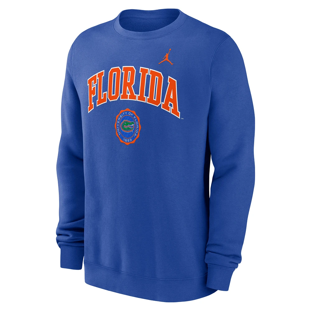 Men's Jordan Brand Royal Florida Gators Arched Seal Pullover Sweatshirt