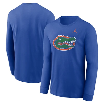 T-shirt à manches longues avec logo principal Jordan Brand Royal Florida Gators pour hommes