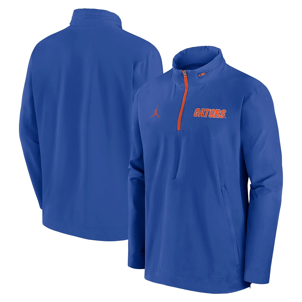 Veste Jordan Brand Royal Florida Gators Sideline Coaches à fermeture éclair quart de tour pour homme