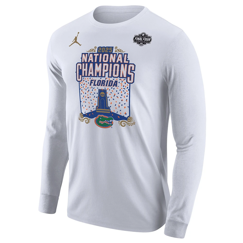 Men's Jordan Brand White Florida Gators 2025 NCAA Basketball National Champions Expressive Long Sleeve T-Shirt