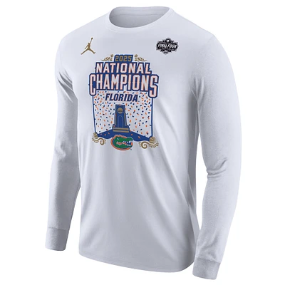 Men's Jordan Brand  White Florida Gators 2025 NCAA Basketball National Champions Expressive Long Sleeve T-Shirt