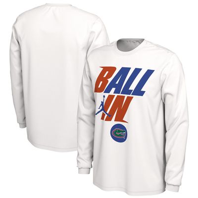 Men's Jordan Brand White Florida Gators Ball Bench Long Sleeve T-Shirt