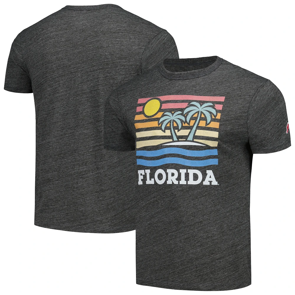 Men's League Collegiate Wear Heather Charcoal Florida Gators Hyper Local Victory Falls Tri-Blend T-Shirt