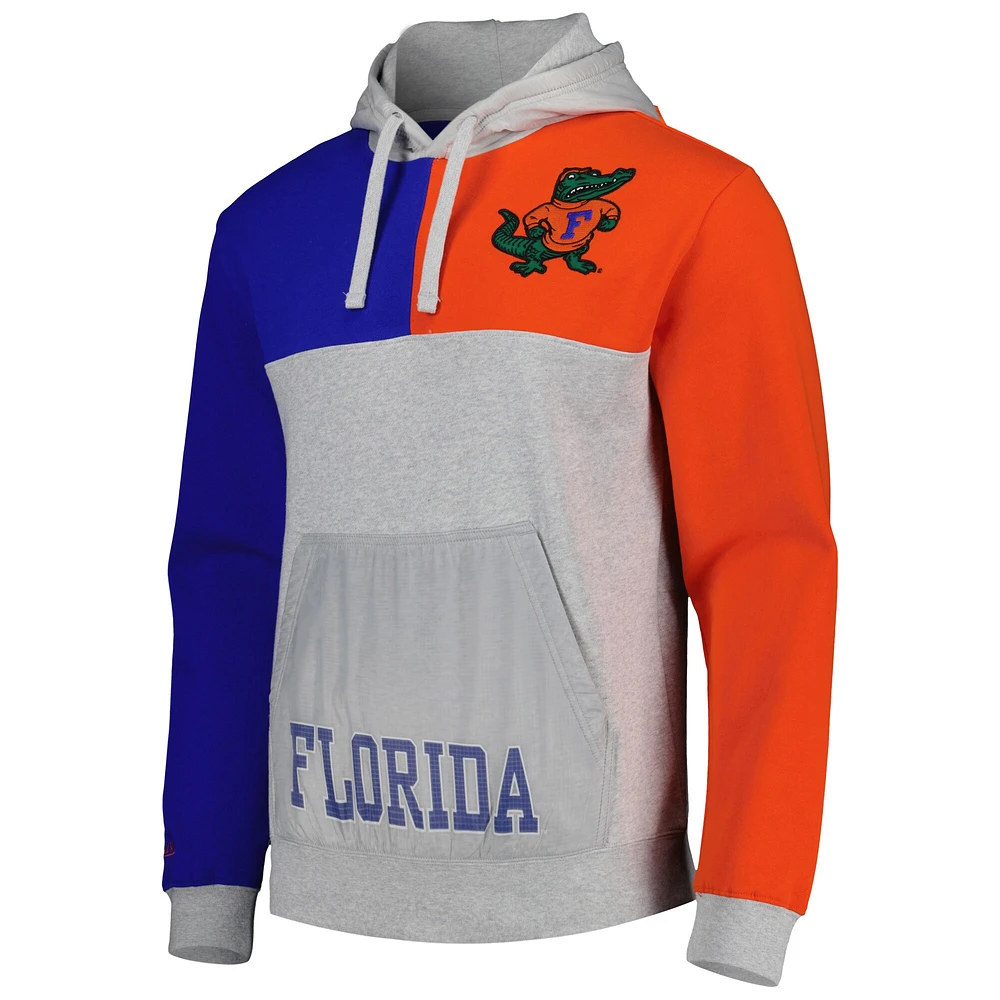 Men's Mitchell & Ness Heather Gray Florida Gators Tie-Breaker Pullover Hoodie