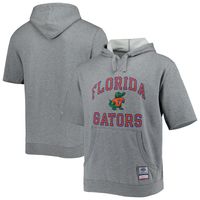 Men's Mitchell & Ness Heathered Gray Florida Gators Wordmark Short Sleeve Pullover Hoodie