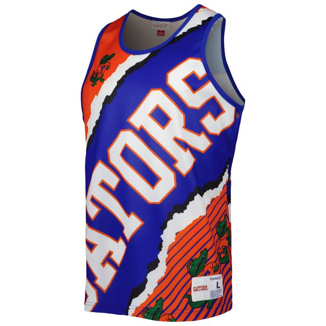 Débardeur sublimé Mitchell & Ness Royal/Orange Florida Gators Jumbotron 2.0 pour hommes