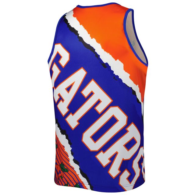 Débardeur sublimé Mitchell & Ness Royal/Orange Florida Gators Jumbotron 2.0 pour hommes