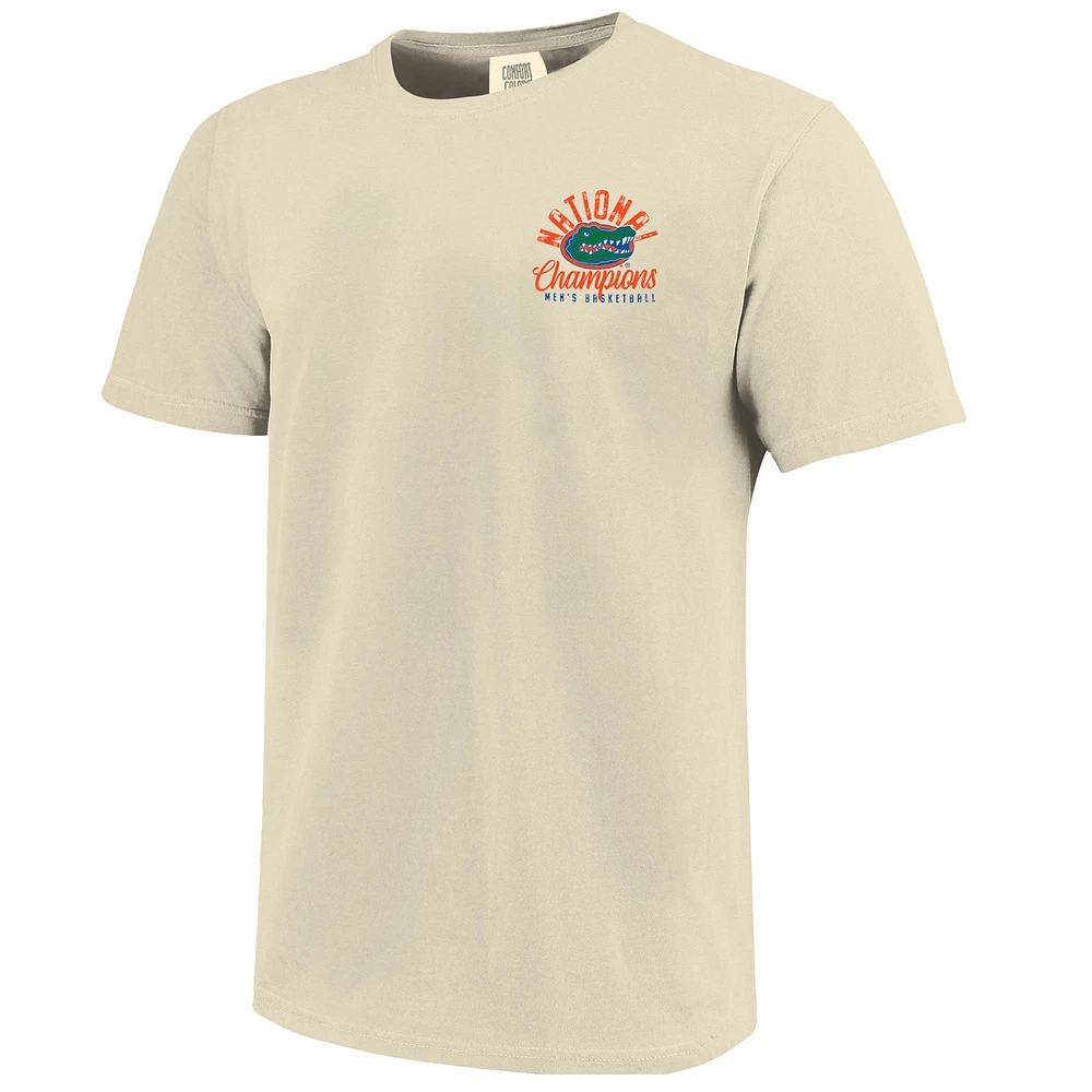 Men's Natural Florida Gators 2025 NCAA Basketball National Champions Distressed Net T-Shirt