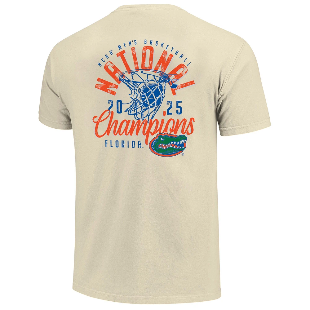 Men's Natural Florida Gators 2025 NCAA Basketball National Champions Distressed Net T-Shirt