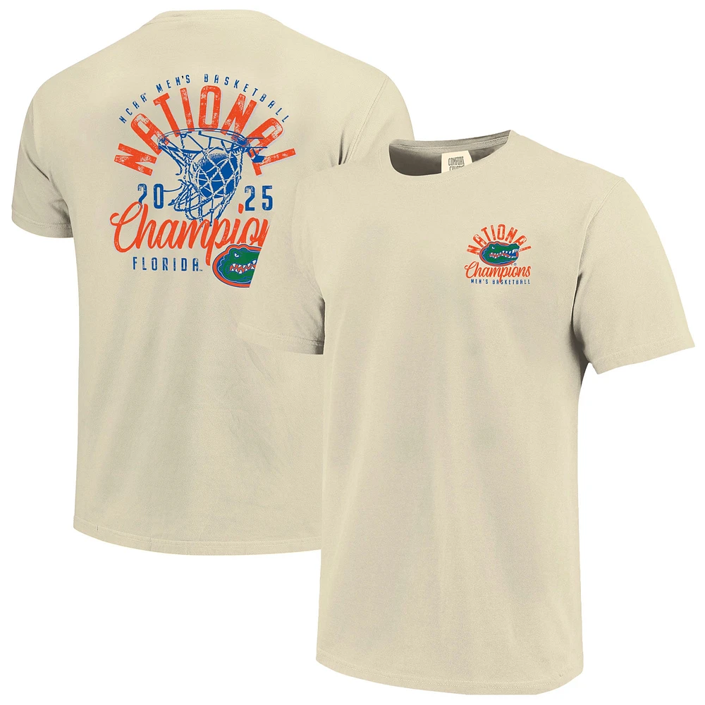 Men's Natural Florida Gators 2025 NCAA Basketball National Champions Distressed Net T-Shirt