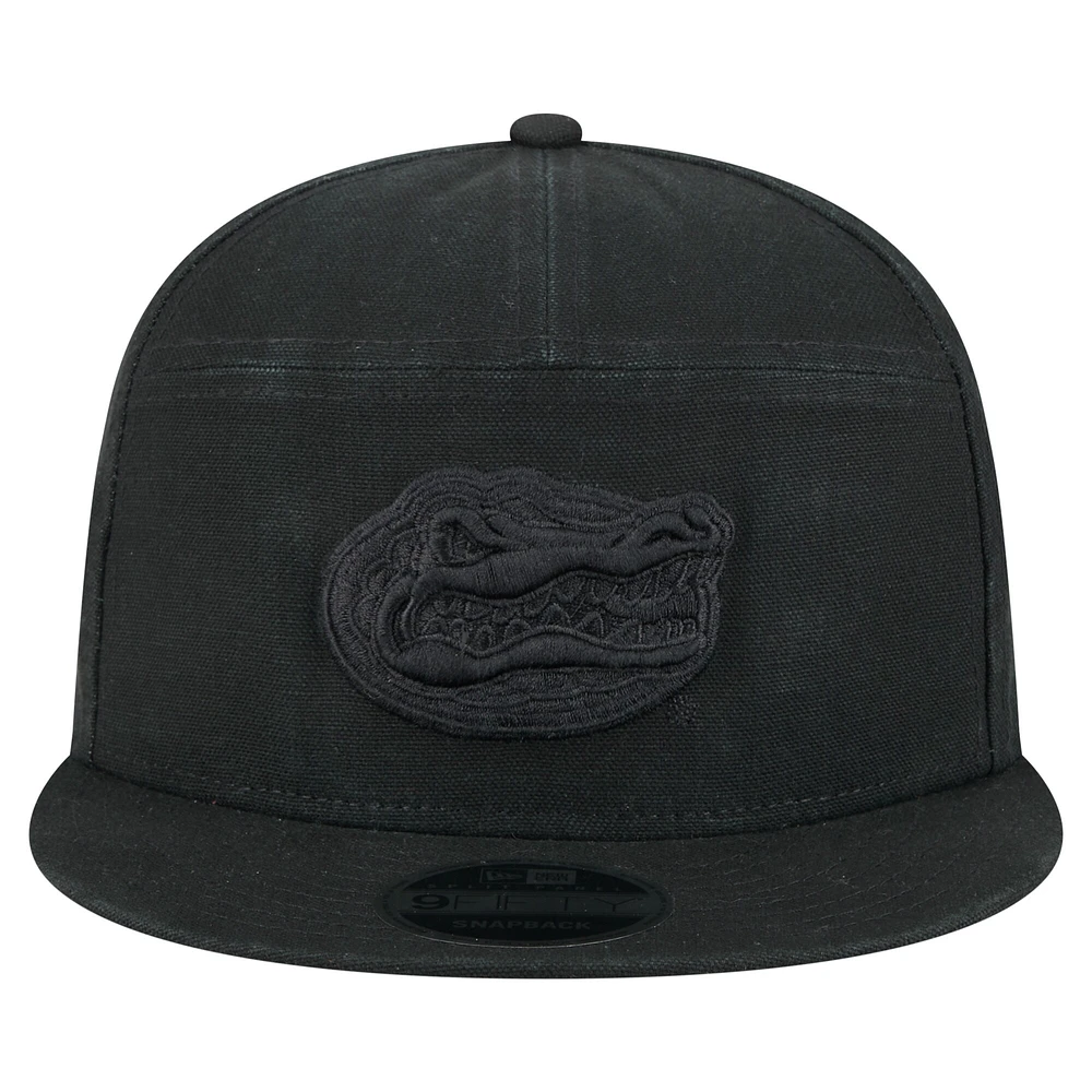 Men's New Era Black Florida Gators Adventure Canvas Split Panel 9FIFTY Snapback Hat