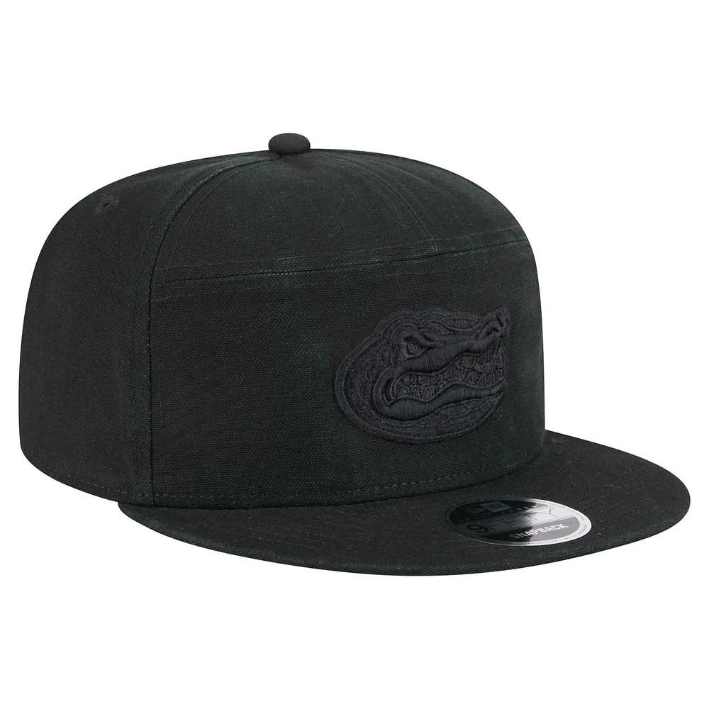 Men's New Era Black Florida Gators Adventure Canvas Split Panel 9FIFTY Snapback Hat
