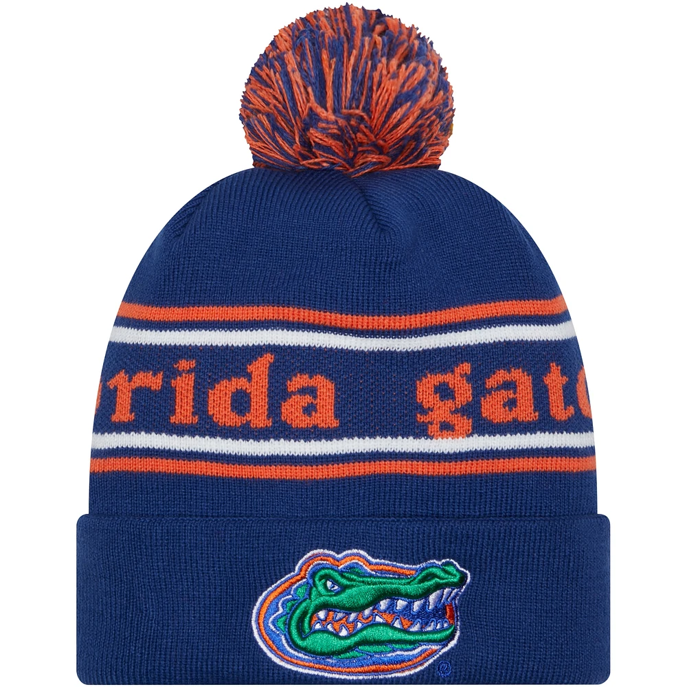 Bonnet en tricot à revers et pompon Royal Florida Gators Marquee New Era pour hommes