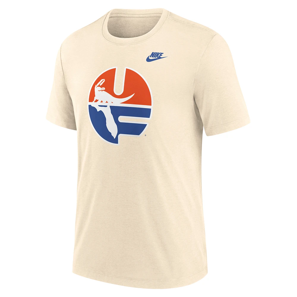 Men's Nike Cream Florida Gators Vault Logo Tri-Blend T-Shirt