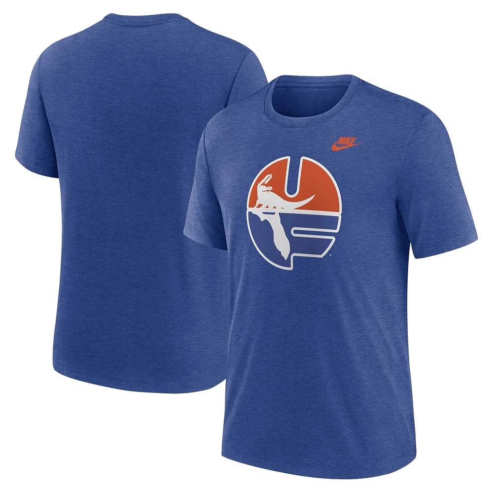 Men's Nike Heather Royal Florida Gators Blitz Legacy Primary Tri-Blend T-Shirt