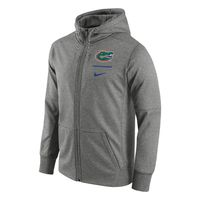 Men's Nike Heathered Gray Florida Gators Logo Stack Performance Full-Zip Hoodie