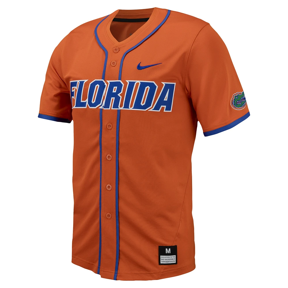 Maillot de baseball à bouton intégral Nike Florida Gators Replica pour homme, orange