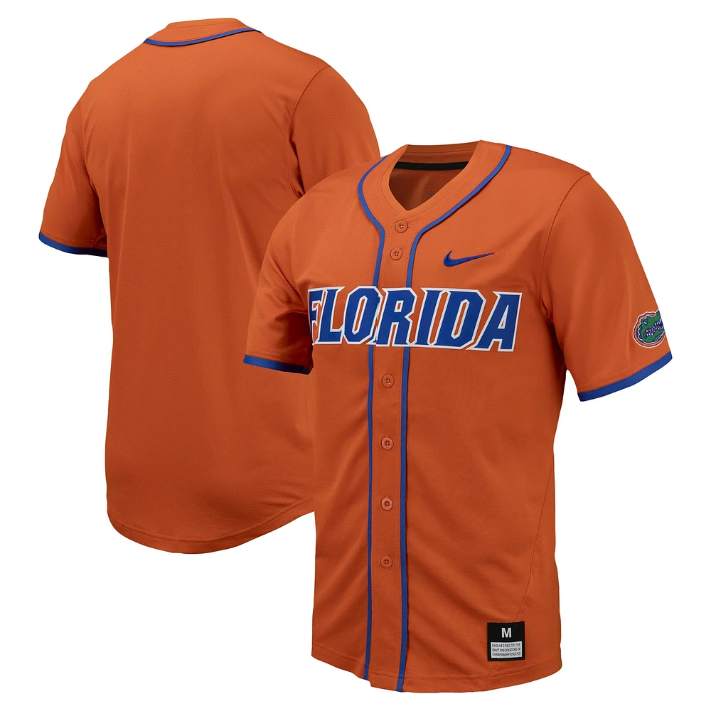 Maillot de baseball à bouton intégral Nike Florida Gators Replica pour homme, orange