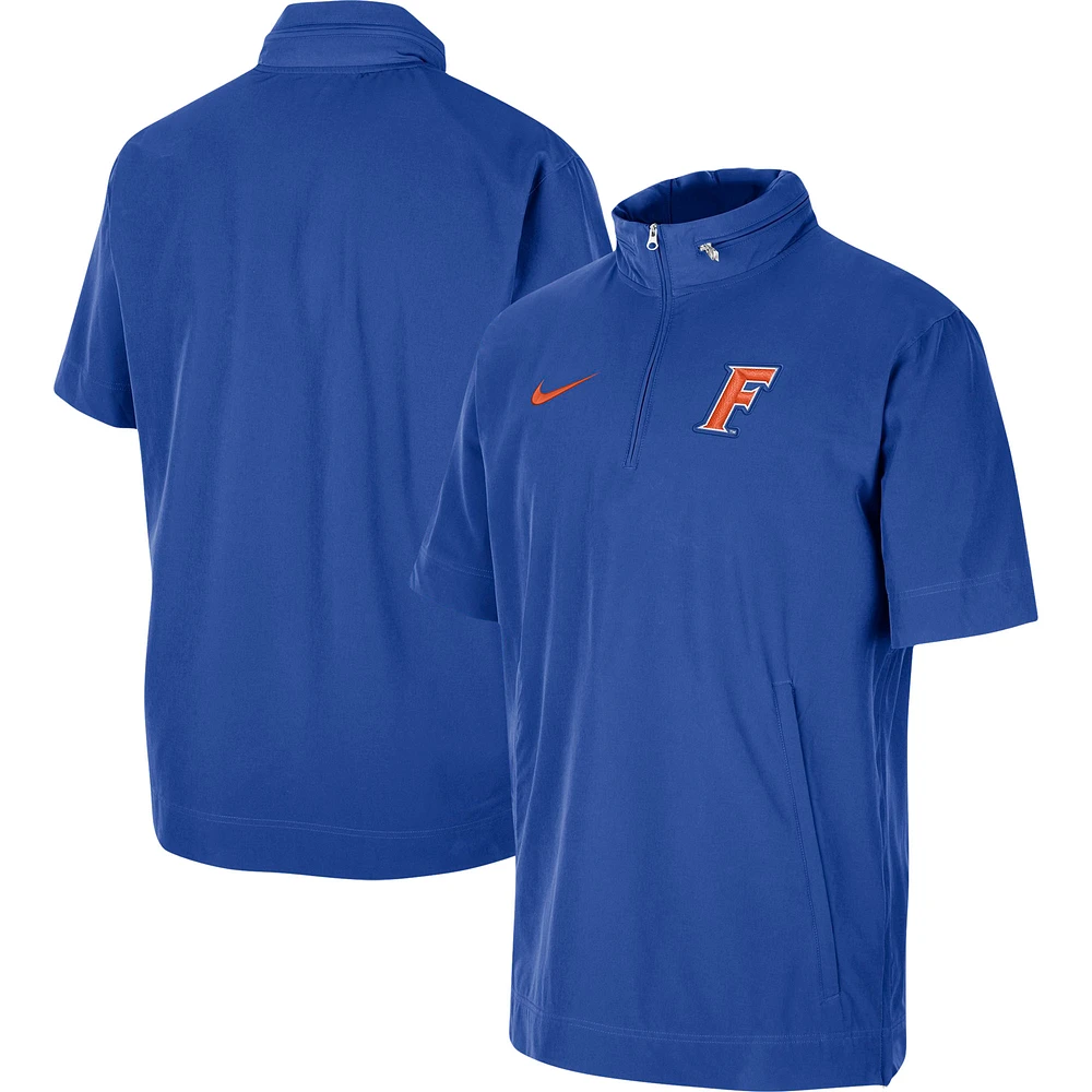 Veste à manches courtes et demi-zip Nike Royal Florida Gators Coaches pour homme