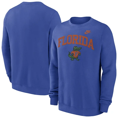 Men's Nike Royal Florida Gators Legacy Classic Tackle Twill Embroidered Arch Over Logo Pullover Sweatshirt