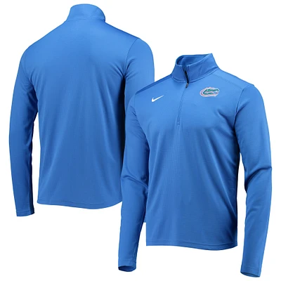 Haut Nike Royal Florida Gators à logo principal Pacer Performance fermeture éclair quart de tour pour homme