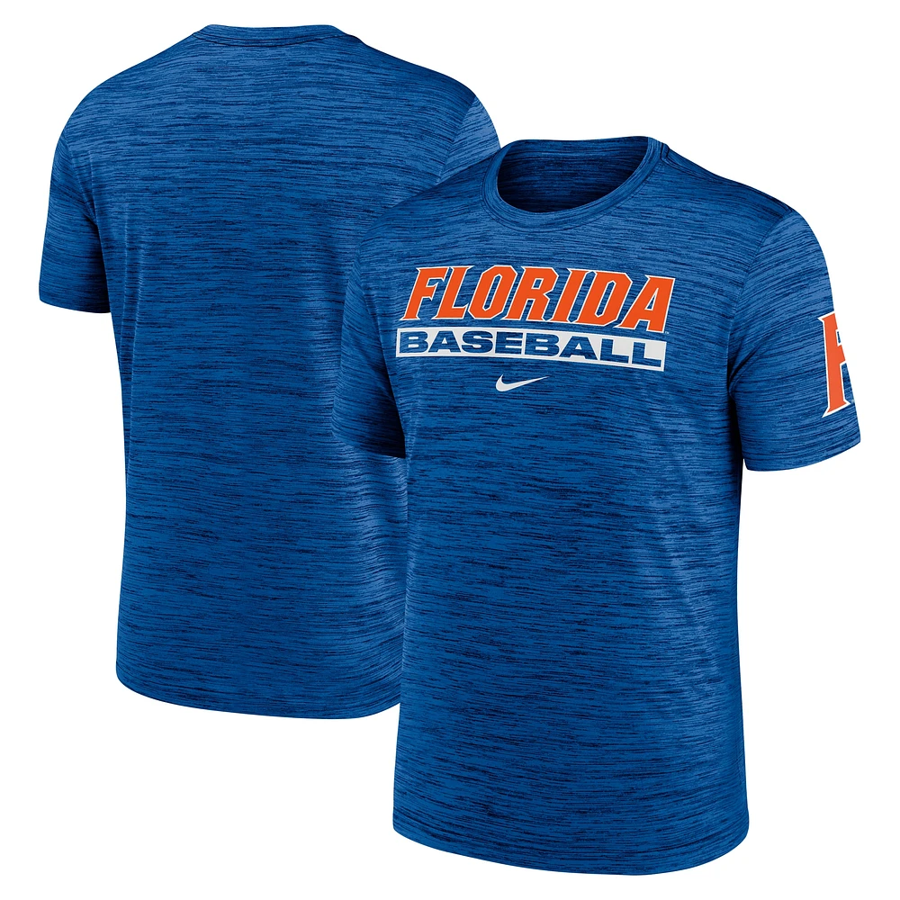 Men's Nike Royal Florida Gators Velocity Baseball Wordmark Stack Performance T-Shirt