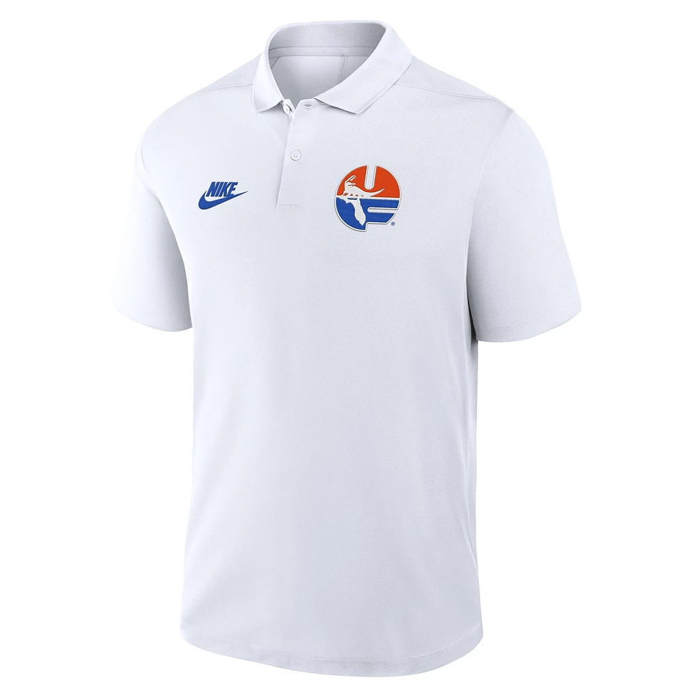 Men's Nike White Florida Gators Primetime Victory Legacy Vault Logo Performance Polo