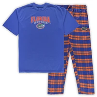 Ensemble de 2 t-shirts et pantalons en flanelle Profile Royal/Orange Florida Gators Big & Tall pour hommes