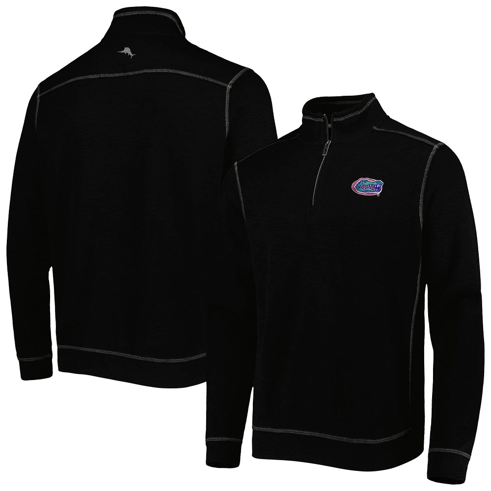 Men's Tommy Bahama Black Florida Gators Big & Tall Tobago Bay Tri-Blend Quarter-Zip Sweatshirt