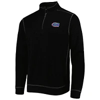 Men's Tommy Bahama Black Florida Gators Big & Tall Tobago Bay Tri-Blend Quarter-Zip Sweatshirt