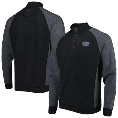 Florida Gators Tommy Bahama Sport Scrimmage Snap Mock Neck Raglan Button-Up Jacket - Black