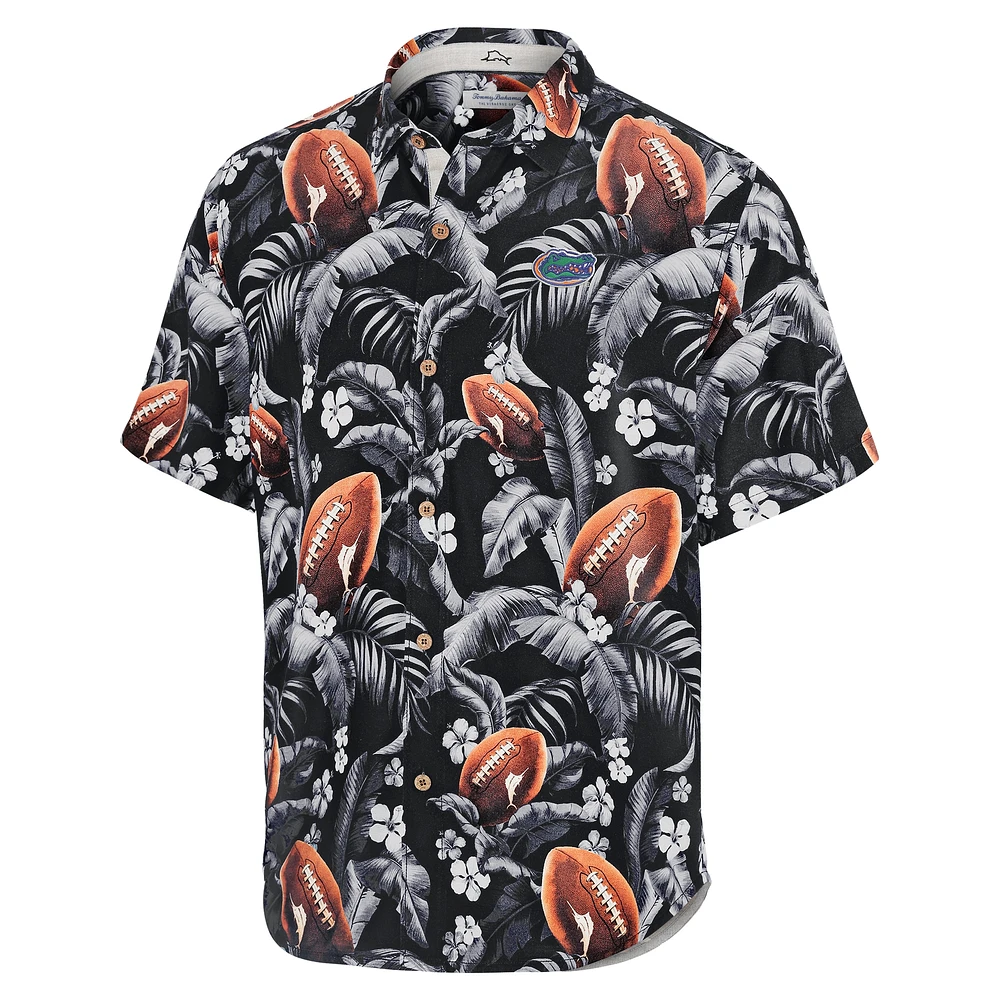 Men's Tommy Bahama Black Florida Gators Veracruz Cay First Down Blooms Button-Up Shirt