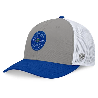 Casquette réglable Top of the World pour hommes, gris/Royal Florida Gators Rob Trucker