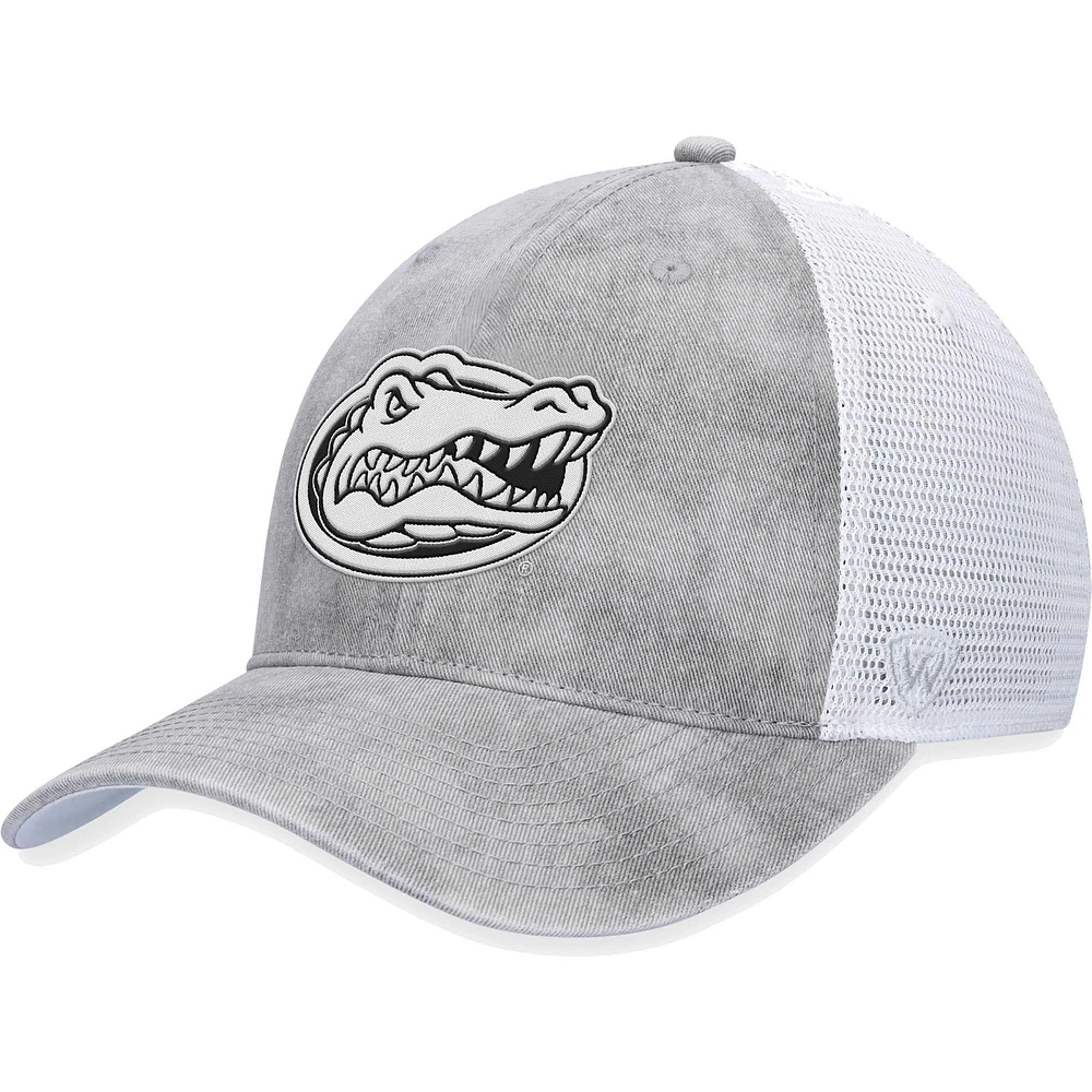 Men's Top of the World Gray/White Florida Gators Slate Trucker Adjustable Hat