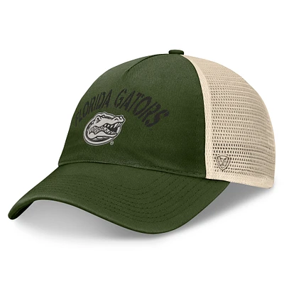 Casquette réglable pour hommes Top of the World Hunter Green Florida Gators OHT Military Appréciation Glory Trucker