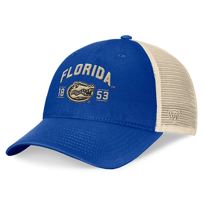 Casquette réglable Top of the World Royal Florida Gators Heritage Waylon Trucker pour hommes