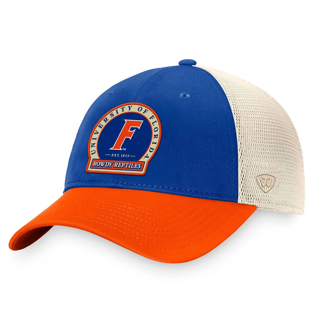 Casquette ajustable raffinée Top of the World Royal Florida Gators pour hommes