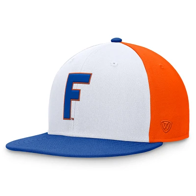 Casquette ajustée de collection Tri-Tone Heritage Top of the World pour hommes, blanc/Royal Florida Gators