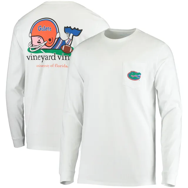 Men's Vineyard Vines White Auburn Tigers Football Whale Long Sleeve T-Shirt